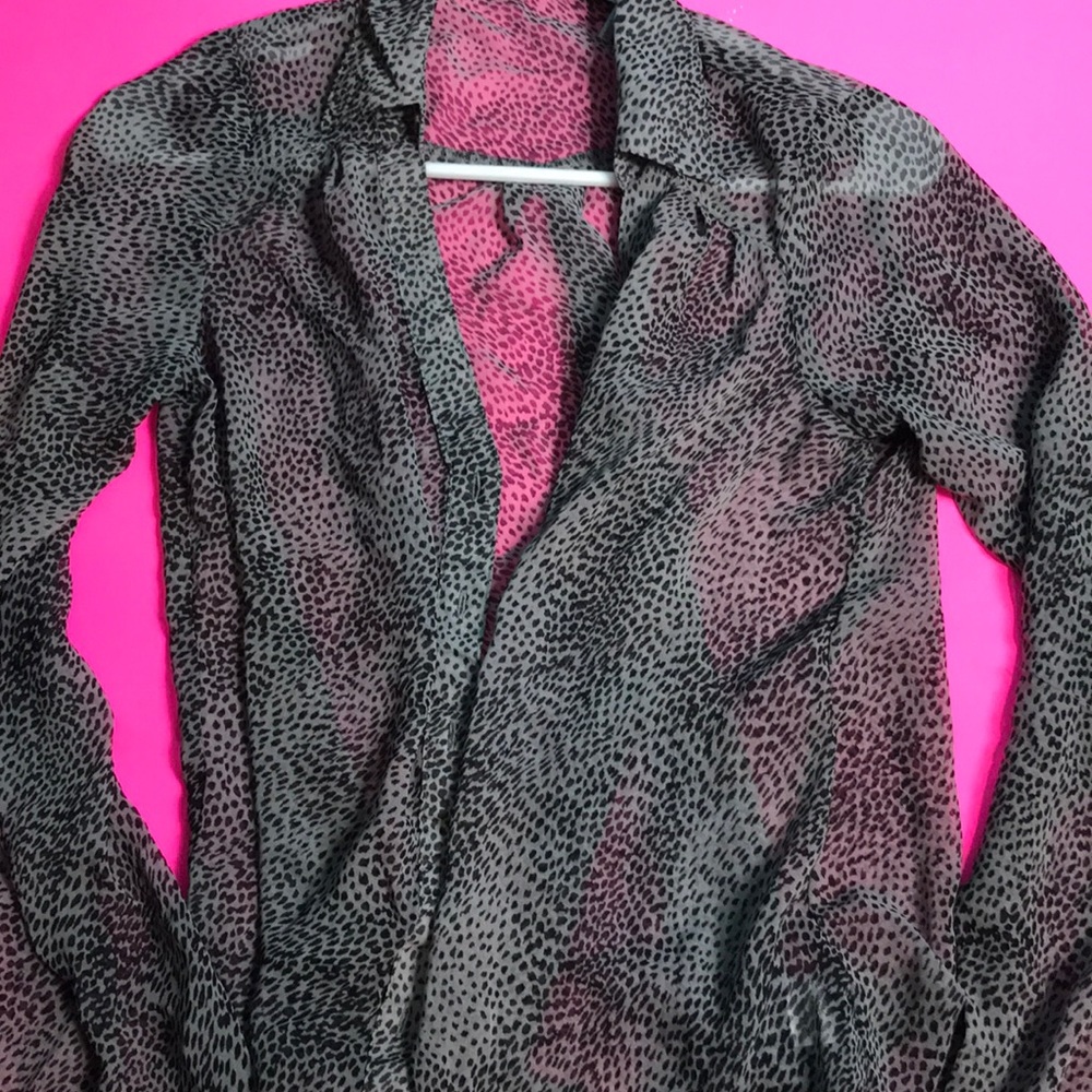 Cheetah button up, black, white, and gray